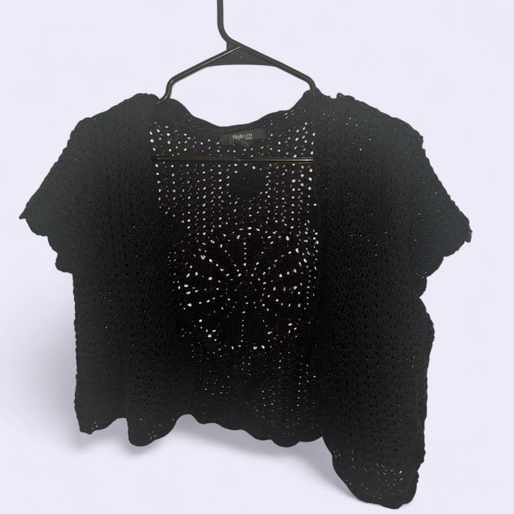 Style & Co. Black Crochet Cardigan